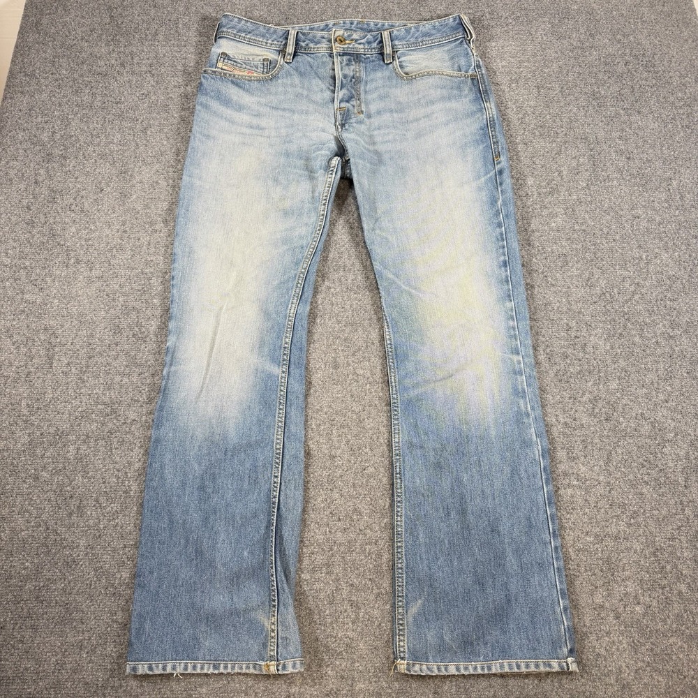 Diesel Jeans Mens 32x34 (Fits 32x32) Blue Zatiny Bootcut Button Fly Medium Wash